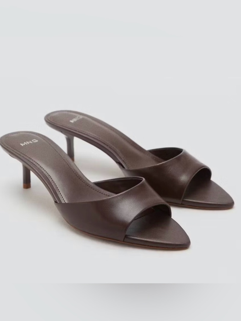 MANGO kitten-hell leather sandals Burgundy color